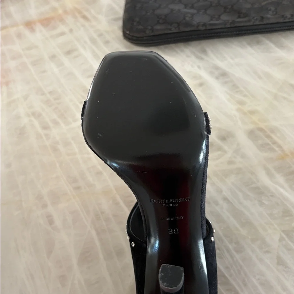 Saint Laurent Black Studded Heels Size 38 - Picture 8 of 15
